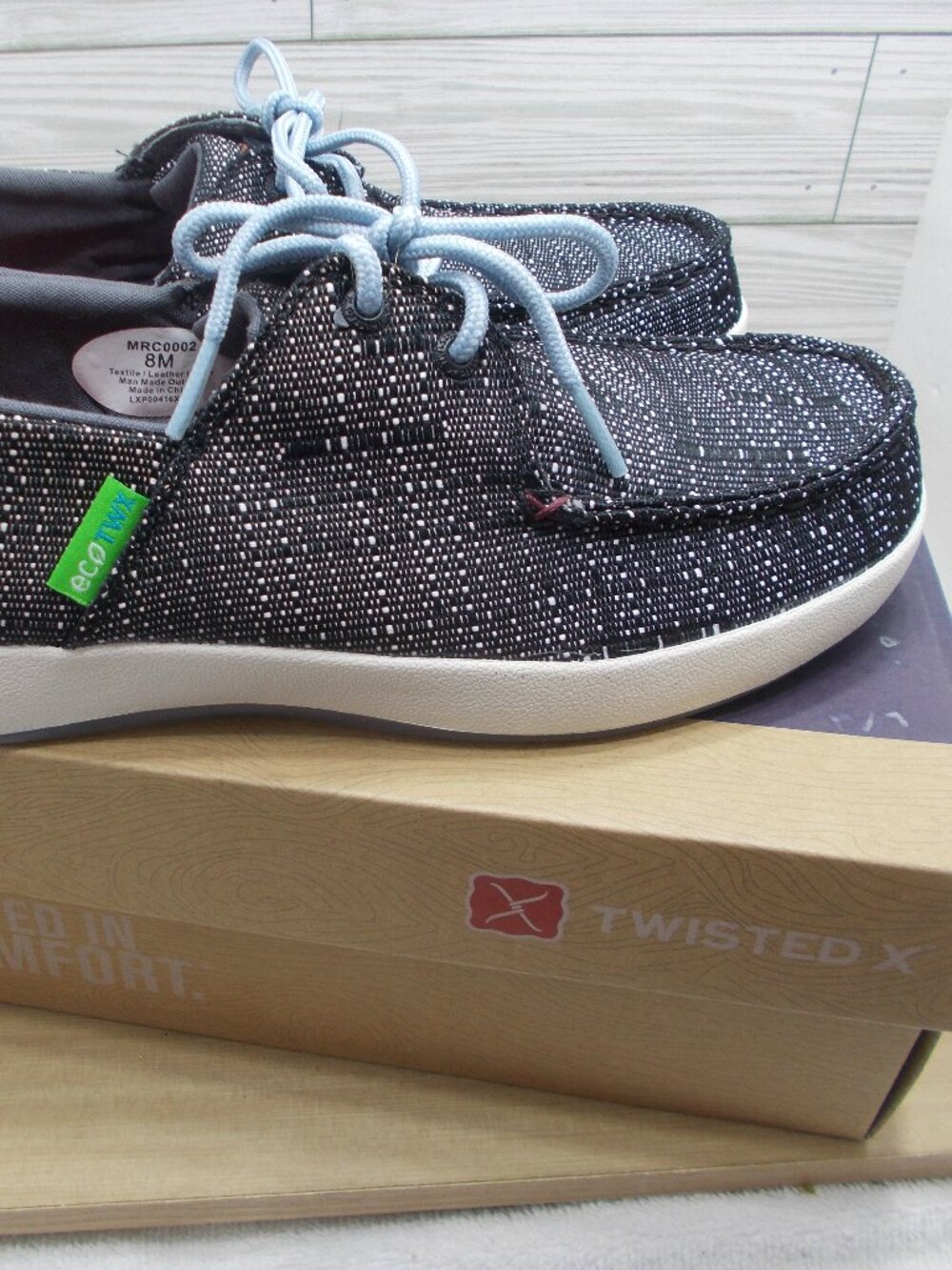 Twisted X Men's Boat Shoes Black Multicolor Lace Up Size 8 MRC0002 NEW